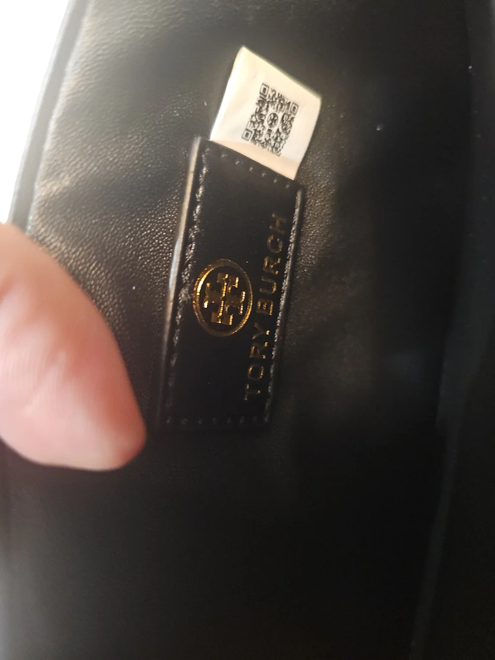 Tory Burch Black Leather Flap Shoulder Bag Crossbody Large Gold Logo Chain